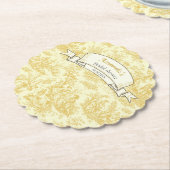ヴィンテージ フラワー イエロー トワール ド ジュイ シャワー ペーパーコースター (アングル)