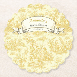 ヴィンテージ フラワー イエロー トワール ド ジュイ シャワー ペーパーコースター