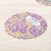 ヴィンテージ フラワー イエロー パープル トワール ド ジュイ ペーパーコースター (アングル)