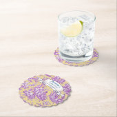 ヴィンテージ フラワー イエロー パープル トワール ド ジュイ ペーパーコースター (インサイチュ)