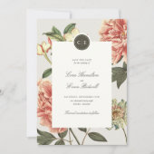 ヴィンテージ フラワー ウェディング セーブ・ザ・デート カード (正面)