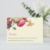 ヴィンテージ フラワー ウェディング レセプション 詳細カード エンクロージャーカード (スタンド正面)