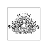 ヴィンテージ フラワー ウーマン ライブラリー ブック エクス ライブリス ラバースタンプ (インプリント)