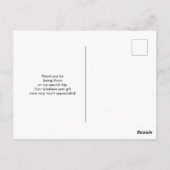 ヴィンテージ フラワー、エッフェル塔と麻の布 ありがとう ポストカード (裏面)