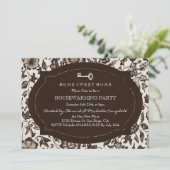 ヴィンテージ フラワー＆キー 新築祝いパーティー招待状 招待状 (スタンド正面)