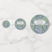 ヴィンテージ フラワー グリーン ブルー トワール ド ジュー シャワー コンフェッティ (正面)