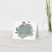 ヴィンテージ フラワー グリーン 感謝カード | 翡翠 (正面)