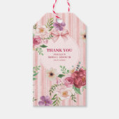 ヴィンテージ フラワー コケッテ ボウ ブライダル シャワー フェイバー ギフトタグ (正面)