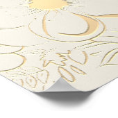 ヴィンテージ フラワー ゴールド ウェディング ウェルカム ポスター (角)