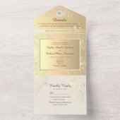 ヴィンテージ フラワー ゴールド ウェディング オールインワン招待状 (内側)