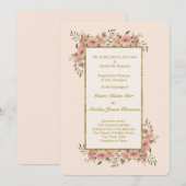 ヴィンテージ フラワー ゴールド フォイル フレーム ウェディング 招待状 (正面/裏面)
