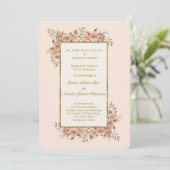 ヴィンテージ フラワー ゴールド フォイル フレーム ウェディング 招待状 (スタンド正面)