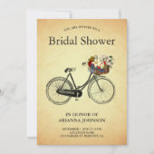 ヴィンテージ フラワー サイクル ブライダル シャワー 招待状 (正面)