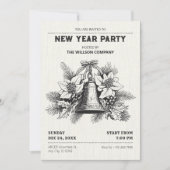 ヴィンテージ フラワー ジングルベル 新年パーティー 招待状 (正面)