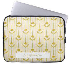 ヴィンテージ フラワー ストライプ マスタードイエロー ラップトップスリーブ