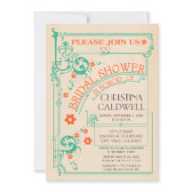 ヴィンテージ フラワー スワール ミント オレンジ ブライダル シャワー