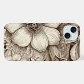 ヴィンテージ フラワー セピア柄 (4) iPhoneケース (裏面横)