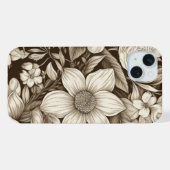 ヴィンテージ フラワー セピア柄 (7) iPhoneケース (裏面横)