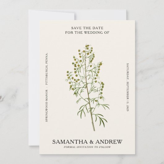 ヴィンテージ フラワー セーブ ザ デート 招待状 (正面)