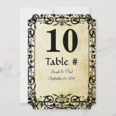 ヴィンテージ フラワー ダマスク ウェディング テーブル ナンバー 招待状 (裏面)