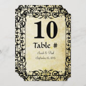 ヴィンテージ フラワー ダマスク ウェディング テーブル ナンバー 招待状 (正面/裏面)