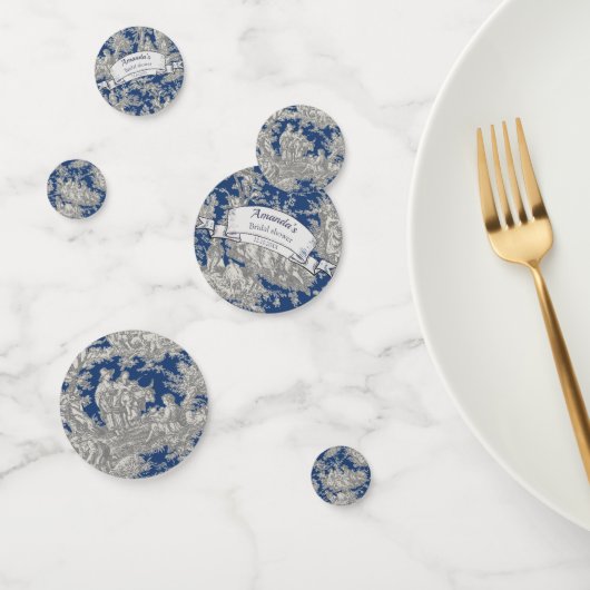 ヴィンテージ フラワー ダークブルー トワル ド ジュイ シャワー コンフェッティ (グループ)