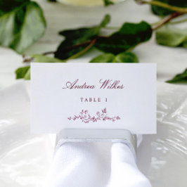ヴィンテージ フラワー ダークワイン レッド 結婚式 エスコート カード
