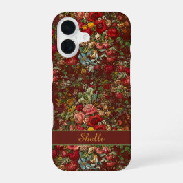 ヴィンテージ フラワー チンツ柄 名前入り iPhone 16ケース
