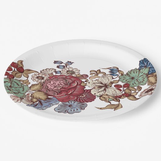 ヴィンテージ フラワー デザイン コイン型 カクテル ナプキン ペーパープレート (アングル)