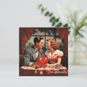 ヴィンテージ フラワー ハート バレンタイン ポストカード (スタンド正面)