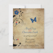 ヴィンテージ フラワー バタフライ ウェディング セーブ・ザ・デート 招待状 (裏面)
