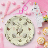 ヴィンテージ フラワー バタフライ パターン ペーパープレート (パーティー)