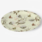 ヴィンテージ フラワー バタフライ パターン ペーパープレート (アングル)