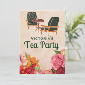 ヴィンテージ フラワー バースデー アフタヌーンティーパーティー 招待状 (スタンド正面)