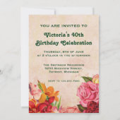 ヴィンテージ フラワー バースデー アフタヌーンティーパーティー 招待状 (裏面)