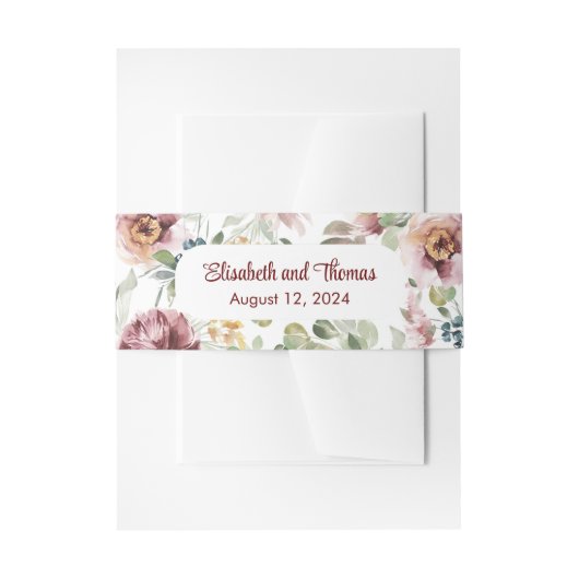 ヴィンテージ フラワー パステル ウェディング ベリーバンド 招待状ベリーバンド (正面例)