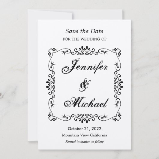 ヴィンテージ フラワー パターン セーブ ザ デート ウェディング セーブザデート (正面)