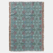 ヴィンテージ フラワー パターン 緑 青 赤 白 スローブランケット (正面縦)