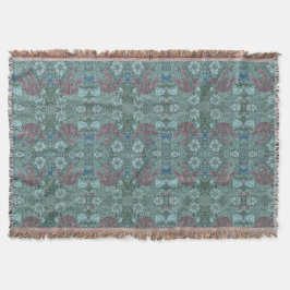 ヴィンテージ フラワー パターン 緑 青 赤 白 スローブランケット