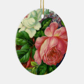 ヴィンテージ フラワー ピンクのバラ、花瓶の花 セラミックオーナメント (右)