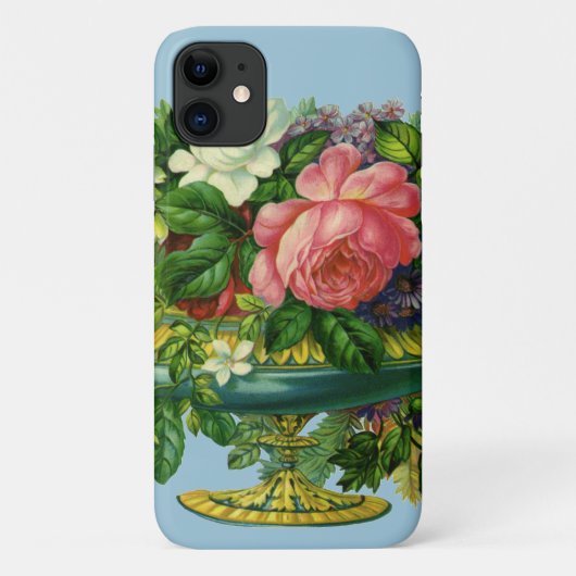 ヴィンテージ フラワー ピンクのバラ、花瓶の花 Case-Mate iPhoneケース (裏面)