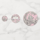 ヴィンテージ フラワー ピンク グレー トワル ド ジュー コンフェッティ (正面)