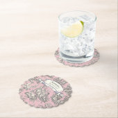 ヴィンテージ フラワー ピンク グレー トワール ド ジュー ペーパーコースター (インサイチュ)