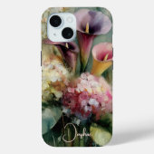 ヴィンテージ フラワー ピンク パープル 名入れ Case-Mate iPhoneケース (裏面)