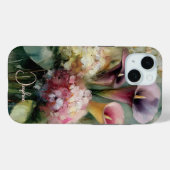 ヴィンテージ フラワー ピンク パープル 名入れ Case-Mate iPhoneケース (裏面 (横))