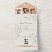 ヴィンテージ フラワー ピンク フォト ウェディング オールインワン招待状 (内側)