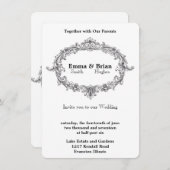 ヴィンテージ フラワー フレーム ウェディング 招待状 (正面/裏面)