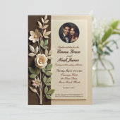 ヴィンテージ フラワー フレーム ウェディング 招待状 (スタンド正面)