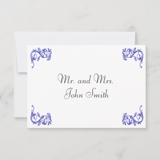 ヴィンテージ フラワー ブラック＆ホワイトのエスコート カード (正面)