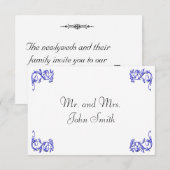 ヴィンテージ フラワー ブラック＆ホワイトのエスコート カード (正面/裏面)